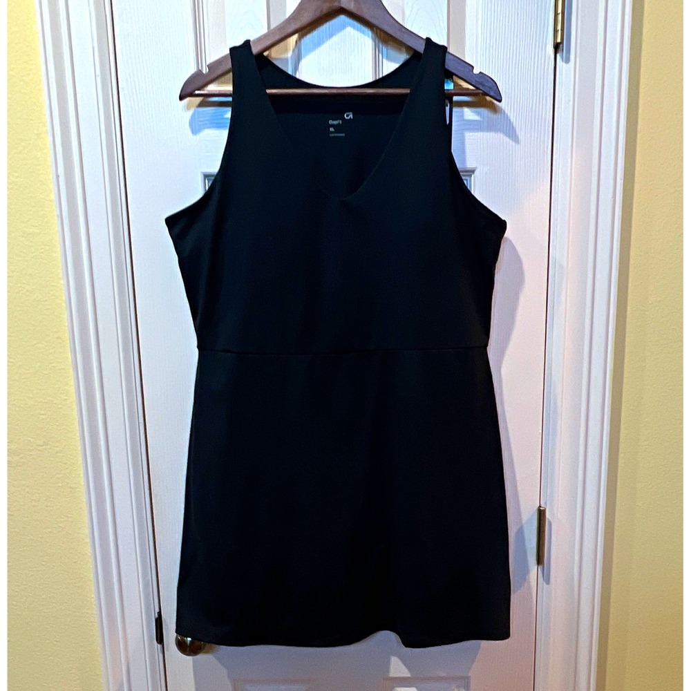 GapFit Active V-Neck Pocket Mini Tank Dress Black Sz XL Athleisure Casual